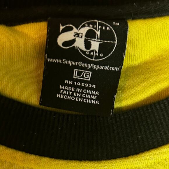 SNIPER GANG Yellow Men's Graphic Logo Sweater Size Large - Picture 6 of 6